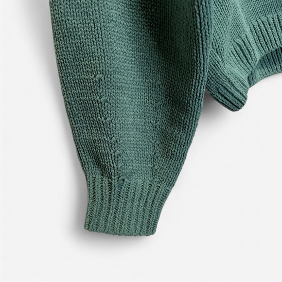 Hollister Sage Green Chenille Knit Crewneck Sweater Women’s Size M Drop Shoulder - Picture 3 of 6